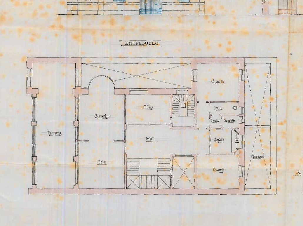Detalle del plano original del entresuelo de 1910
