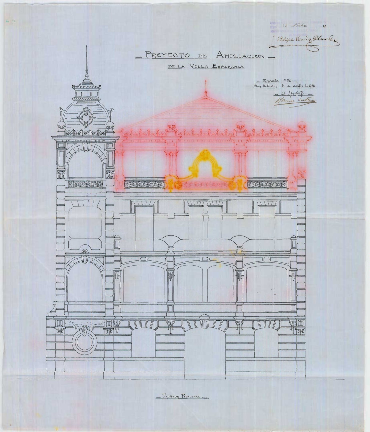 Fachada de la ampliación de Villa Esperanza en 1924